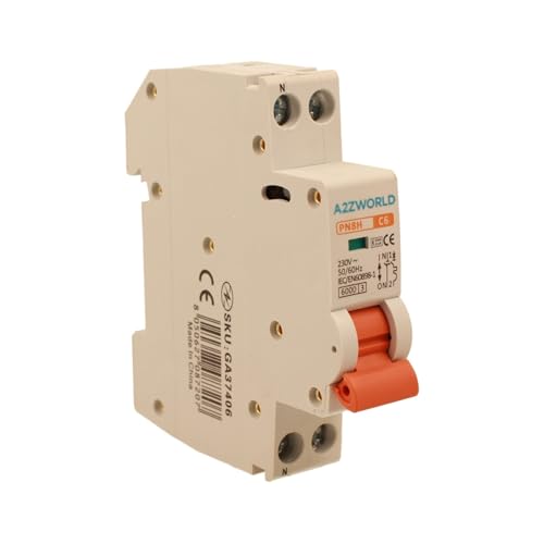 Leistungsschalter 6A C6, 1P+N 6kA Kurve C, Slim Solo 1 Modul DIN 220V AC, zertifiziert IEC60898-1, Serie PN8H Leistungsschalter 6A C6, 1P+N 6kA Kurve C, Slim Solo 1 Modul DIN 220V AC, zertifiziert IEC60898-1, Serie PN8H von A2ZWORLD