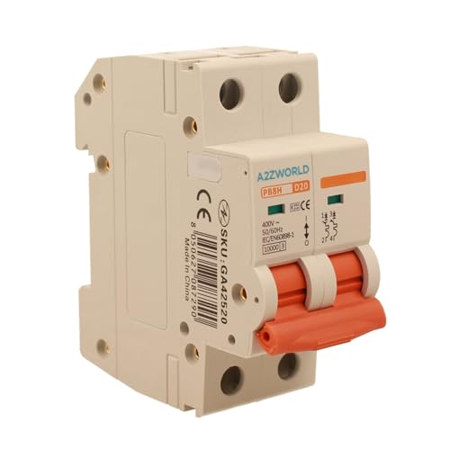 Leistungsschalter Curve D 20A D20, Bipolar 2P 10kA, 2 Module DIN 220V AC, zertifiziert IEC60898-1, Profi-Serie PB8H Leistungsschalter Curve D 20A D20, Bipolar 2P 10kA, 2 Module DIN 220V AC, zertifiziert IEC60898-1, Profi-Serie PB8H von A2ZWORLD