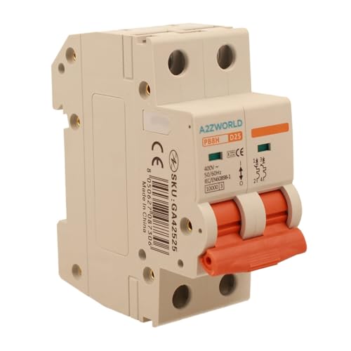 Leistungsschalter Curve D 25A D25, Bipolar 2P 10kA, 2 Module DIN 220V AC, zertifiziert IEC60898-1, Profi-Serie PB8H Leistungsschalter Curve D 25A D25, Bipolar 2P 10kA, 2 Module DIN 220V AC, zertifiziert IEC60898-1, Profi-Serie PB8H von A2ZWORLD