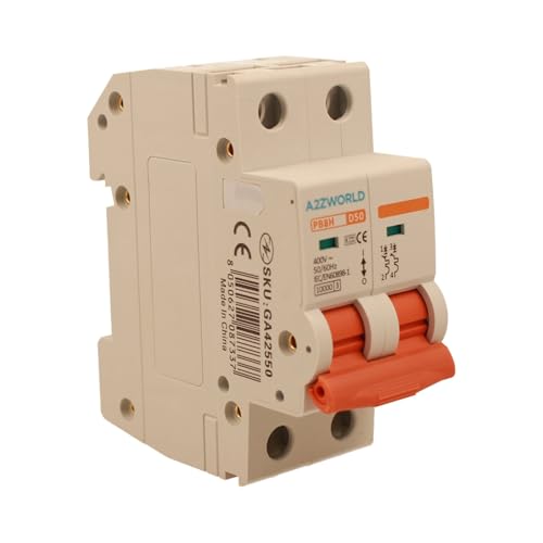 Leistungsschalter Curve D 50A D50, Bipolar 2P 10kA, 2 Module DIN 220V AC, zertifiziert IEC60898-1, Profi-Serie PB8H Leistungsschalter Curve D 50A D50, Bipolar 2P 10kA, 2 Module DIN 220V AC, zertifiziert IEC60898-1, Profi-Serie PB8H von A2ZWORLD