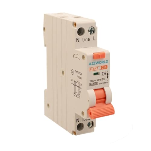Magnetothermischer Differentialschalter 10mA für Feuchträume, 16A C16, RCBO Typ A Kurve C, 1 DIN-Modul, 1P+N 6kA 220V, Serie PL8HT Professional Magnetothermischer Differentialschalter 10mA für Feuchträume, 16A C16, RCBO Typ A Kurve C, 1 DIN-Modul, 1P+N 6kA 220V, Serie PL8HT Professional von A2ZWORLD