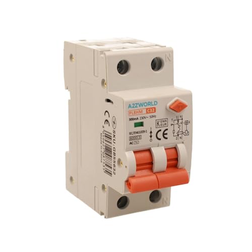 Magnetothermischer Differentialschalter 300 mA 32 A C32, RCBO Typ AC Kurve C, 1P+N 6kA, Doppelhebel mit visueller Diagnose, 2 DIN-Module, Serie PL8HM Elektromagnetisch Magnetothermischer Differentialschalter 300 mA 32 A C32, RCBO Typ AC Kurve C, 1P+N 6kA, Doppelhebel mit visueller Diagnose, 2 DIN-Module, Serie PL8HM Elektromagnetisch von A2ZWORLD