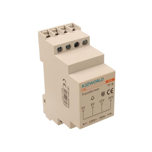 Modularer Klingeltransformator, Ausgang 8 V 12 V 24 V AC, für Gegensprechanlagen und Video-Türsprechanlagen, 2 DIN-Module, 230 V AC Input, IEC61588-1 zertifiziert, IP20, Serie TF6 Professional von A2ZWORLD