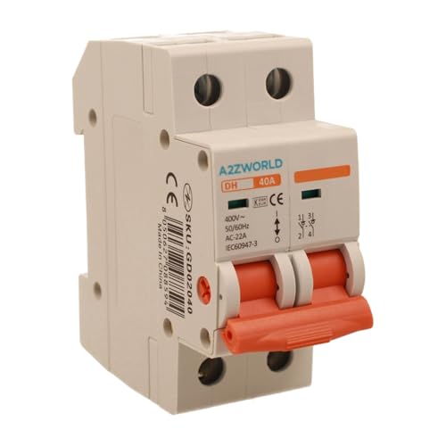 Modularer Trennschalter 40 A, 2P zweipolig, 2 Module DIN 220 V AC, IP20, zertifiziert IEC60947-3 von A2ZWORLD