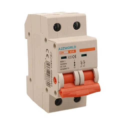 Modularer Trennschalter 63 A, 2P zweipolig, 2 Module DIN 220 V AC, IP20, zertifiziert IEC60947-3 Modularer Trennschalter 63 A, 2P zweipolig, 2 Module DIN 220 V AC, IP20, zertifiziert IEC60947-3 von A2ZWORLD