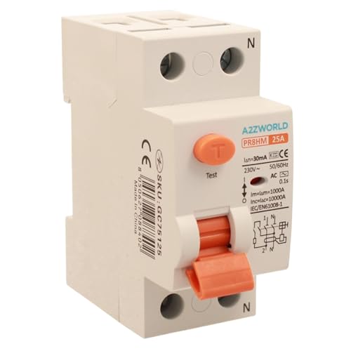 Reiner Fehlerstromschutzschalter 25 A, RCCB 1P+N Typ AC 10 kA 30 mA 220 V, 2 DIN-Module, Serie PR8HM, elektromagnetisch, IEC61008-1 zertifiziert von A2ZWORLD
