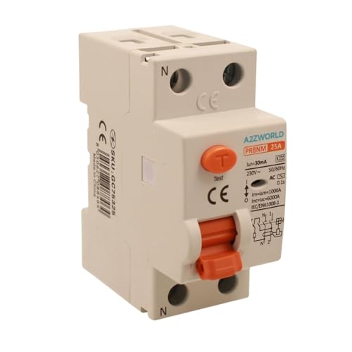 Reiner Fehlerstromschutzschalter 25 A, RCCB 1P+N Typ AC 6 kA 30 mA 220 V, 2 DIN-Module, Serie PR8NM, elektromagnetisch, IEC61008-1 zertifiziert Reiner Fehlerstromschutzschalter 25 A, RCCB 1P+N Typ AC 6 kA 30 mA 220 V, 2 DIN-Module, Serie PR8NM, elektromagnetisch, IEC61008-1 zertifiziert von A2ZWORLD