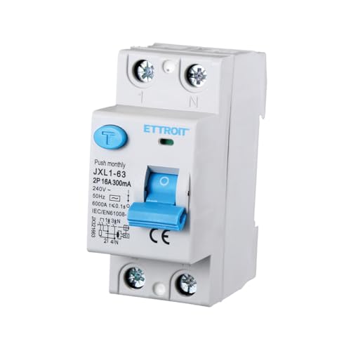 Reiner Fehlerstromschutzschalter 2P 2-polig 6kA 300mA 220V Belegt 2 DIN-Module RCCB 2P 300mA C16 16A von A2ZWORLD