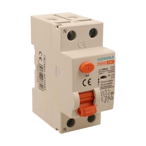 Reiner Fehlerstromschutzschalter 300 mA 63 A, RCCB 1P+N Typ AC 6 kA 220 V, 2 DIN-Module, Serie PR8NM, elektromagnetisch, IEC61008-1 zertifiziert von A2ZWORLD