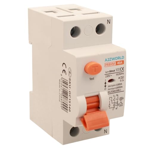 Reiner Fehlerstromschutzschalter Typ A, Lebensretter 40 A, RCCB 1P+N 10 kA 30 mA 220 V, 2 DIN-Module, Serie PR8HM, elektromagnetisch, IEC61008-1 zertifiziert Reiner Fehlerstromschutzschalter Typ A, Lebensretter 40 A, RCCB 1P+N 10 kA 30 mA 220 V, 2 DIN-Module, Serie PR8HM, elektromagnetisch, IEC61008-1 zertifiziert von A2ZWORLD