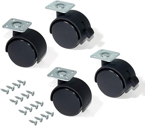 A2ZWORLD Set mit 4 Rollen für Möbel mit Bremse, Durchmesser 40 mm, Höhe 55 mm, Lenkrollen, drehbar, Modell mit Montageplatte von A2ZWORLD