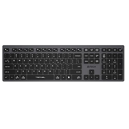 A4 Tech FBX50C Rechargeable (Q) Türkisch FN-Multimedia Bluetooth & 2.4Ghz Wireless Keyboard, Schwarz/Grau von A4tech