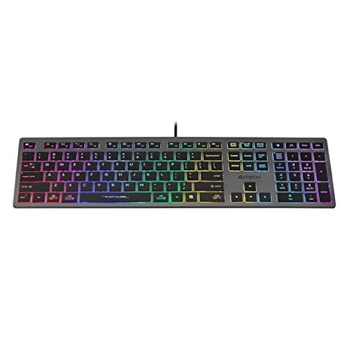 A4tech FX60H QWERTY Gaming Tastatur 12 Multimedia-Navigationstasten 2X USB-Anschlüsse Plug & Play USB-Anschluss Kabelgebunden 1.5 m Kabellänge (Neon-Hintergrundbeleuchtung) von A4tech