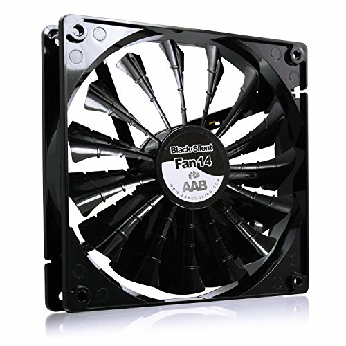 AAB Cooling Black Silent Fan 14 - Leise und Efizient 140mm Gehäuselüfter mit 4 Anti-Vibration-Pads - CPU Kühler, PC Lüfter, PC Fan, Lüfter PC von AABCOOLING