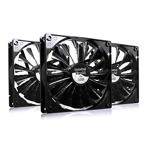 AABCOOLING Black Silent Fan 14 - Leise und Efizient 140mm Gehäuselüfter mit 4 Anti-Vibration-Pads - Computer Kühlung, Ventilator Cooling Fan, Prozessor Kühler, 18,6 dB(A), 104 m3/h - Wertpaket 3 Stück von AABCOOLING