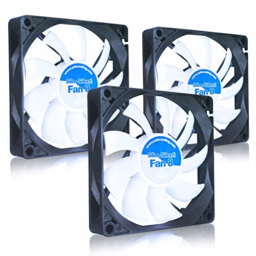 AABCOOLING Slim Silent Fan 8 - Leise und Efizient 80mm Gehäuselüfter mit 4 Anti-Vibration-Pads 15mm Dicke - PC Fan, Cooling Fan, Ventilator Leise, Lüfter 12V 13,9 dB(A) 27,45 m3/h - Wertpaket 3 Stück von AABCOOLING