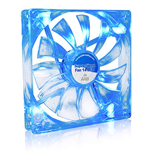 AABCOOLING Super Silent Fan 14 Blue LED - Leise und Efizient 140mm Gehäuselüfter und Blauer LED Hintergrundbeleuchtung - Ventilator Leise, Kühlung, CPU Kühler, 8,6 dB(A), 80 m3/h von AABCOOLING