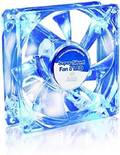 AABCOOLING Super Silent Fan 8 Blue LED - Leise und Efizient 80mm Gehäuselüfter mit 4 Anti-Vibration-Pads und Blauer LED Hintergrundbeleuchtung - Leise Fan, Kühlung, Kühler, PC Ventilator, 13,9 dB(A), 33 m3/h von AABCOOLING