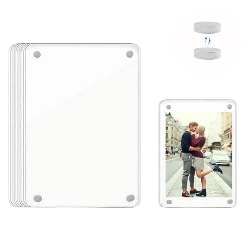 4er Set Magnet Bilderrahmen aus Acryl - Transparenter Rahmenloser Bilderrahmen für Kühlschrank (6x9cm), Hält 3-Zoll-Fotos, Doppelseitige Anzeige für Zuhause/Büro von AABDTYYD