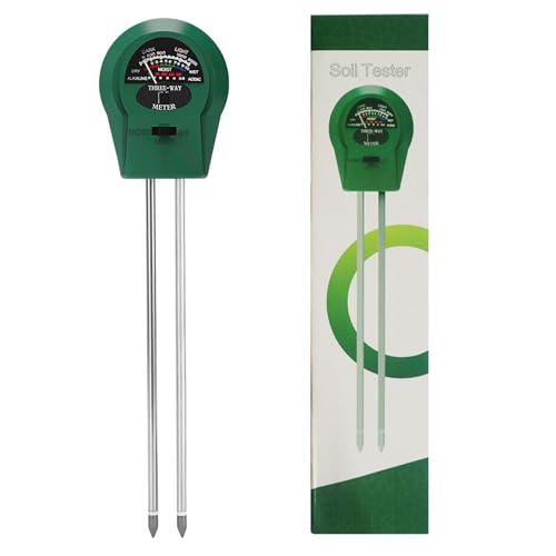 AABDTYYD Bodenfeuchtesensor mit PH Wert Messgerät, 3-in-1 Bodentester für Garten/Zimmerpflanzen, Grüner Gießanzeiger mit Feuchtigkeit & Säuregehalt Analyse, 255x60x35mm Kompakt (80g) von AABDTYYD