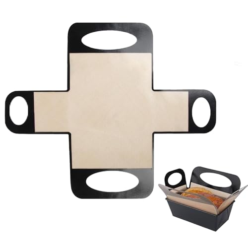 Backmatte Silikon Dauerbackmatte, Brotbackform-Einsatz - Antihaft-Backmatte mit 4 Griffen für 1,5lb Kastenformen - 90g Geruchlose Silikonmatte zum Teigtransport von AABDTYYD