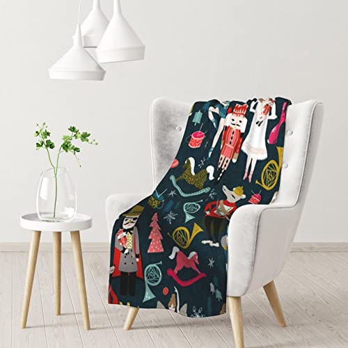 AABSTBFM Nussknacker-Ballett-Weihnachts-Tanz-bedruckte Flanelldecke, superweiche Mikrofaser, warm, flauschige Decke, Geschenke für Couch, Sofa, Wohnzimmer, 76 x 102 cm von AABSTBFM