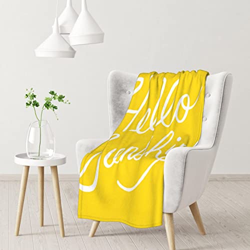 Goodlooking Hello Sunshine bedruckte Flanelldecke, superweiche Mikrofaser, warme flauschige Decke, Geschenke für Couch, Sofa, Wohnzimmer, 76 x 102 cm von AABSTBFM