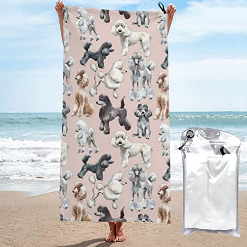 Oodles of Pudel bedrucktes Mikrofaser-Strandtuch, schnell trocknend, super saugfähig, schnell trocknend, Badetücher für Reisen, Camping, Fitnessstudio, Strand, Schwimmen, Yoga von AABSTBFM