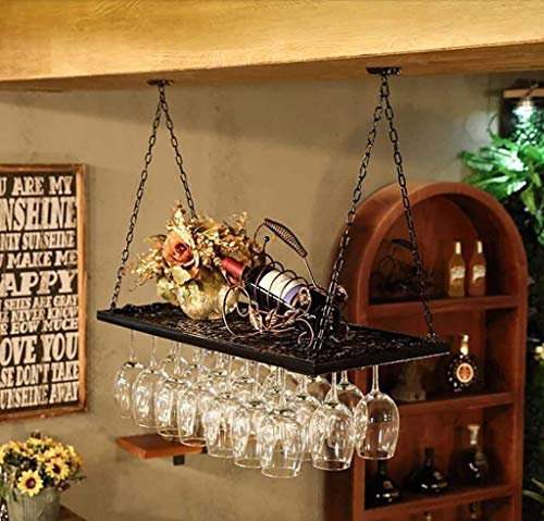 AABTOY Barware Weinregale, Weinbecherregal, europäischer Stil, hängender Hängerahmen aus Eisen, umgedrehter Rotweinregal, einfach zu installierende Aufbewahrung (Farbe: B, Größe: L60 cm x B31 cm), von AABTOY