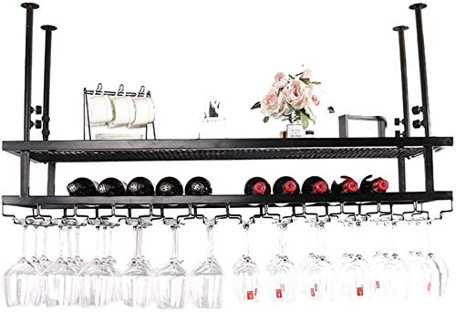 AABTOY Wineware Weinregal Rotweinbecherhalter, Umgedrehtes Weinregal für die Hausbar, Kelchregal, hängendes Weinregal/Schwarz/60 * 30 cm Hopeful von AABTOY