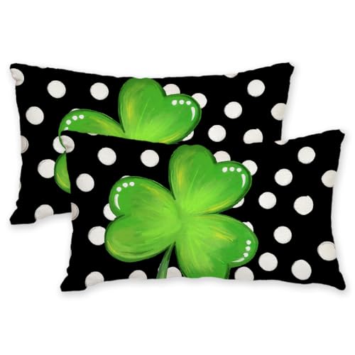 AACORS St. Patricks Day Kissenbezüge, 30,5 x 50,8 cm, 2 Stück, gepunktet, Dekoration für Urlaub, Frühling, dekorativer Kissenbezug für Sofa, Couch (grün) AA416-12-2 von AACORS