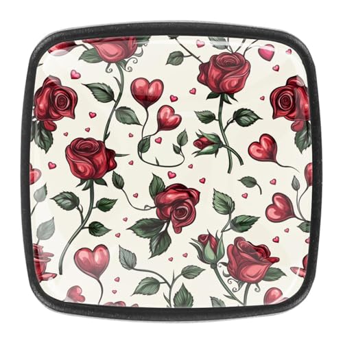 4 Stück Schubladenknöpfe Schrankknöpfe Und -Griffe Rose Blumen Herz Muster 4 Stück Schubladenknöpfe Schrankknöpfe Und -Griffe Rose Blumen Herz Muster von AADFAEWR