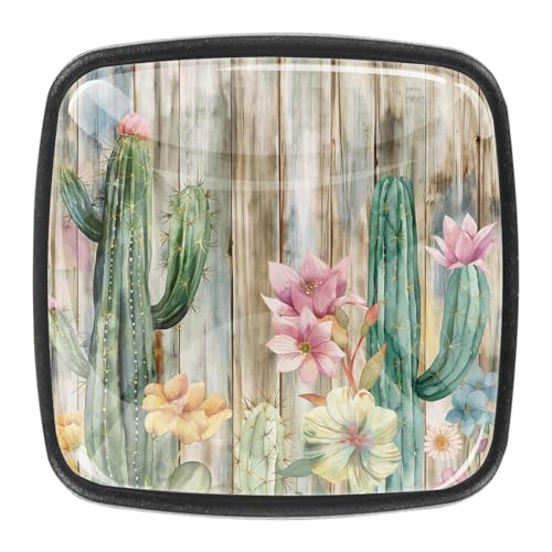 4 Stück Schubladenknöpfe Schrankknöpfe Und -Griffe Watercolor Cacti And Flowers Wood Background 4 Stück Schubladenknöpfe Schrankknöpfe Und -Griffe Watercolor Cacti And Flowers Wood Background von AADFAEWR
