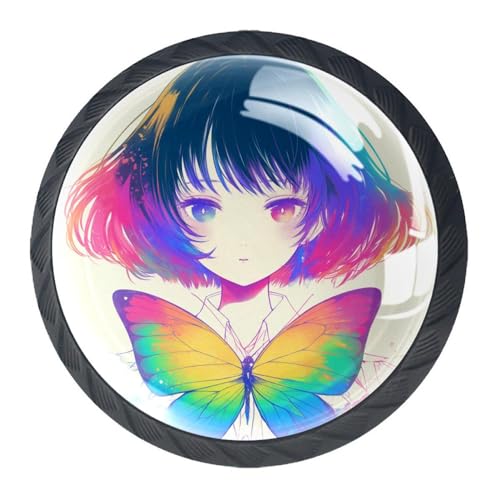AADFAEWR 4 Stück Schubladenknöpfe Schrankknöpfe Und -Griffe Anime Mädchen Und Schmetterling von AADFAEWR