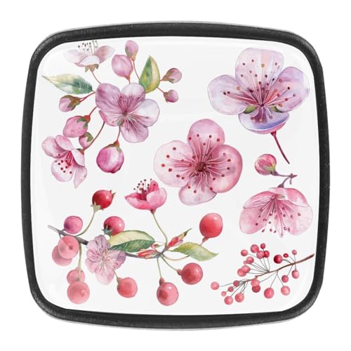AADFAEWR 4 Stück Schubladenknöpfe Schrankknöpfe Und -Griffe Aquarell-Kirschblüte AADFAEWR 4 Stück Schubladenknöpfe Schrankknöpfe Und -Griffe Aquarell-Kirschblüte von AADFAEWR