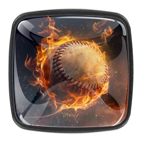 AADFAEWR 4 Stück Schubladenknöpfe Schrankknöpfe Und -Griffe Baseball Ball In Flammen AADFAEWR 4 Stück Schubladenknöpfe Schrankknöpfe Und -Griffe Baseball Ball In Flammen von AADFAEWR