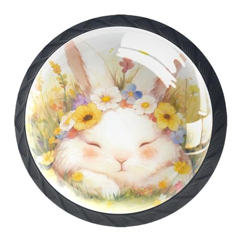 AADFAEWR 4 Stück Schubladenknöpfe Schrankknöpfe Und -Griffe Blumen Rabbit Cute von AADFAEWR