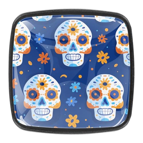 AADFAEWR 4 Stück Schubladenknöpfe Schrankknöpfe Und -Griffe Blumen Sugar Skulls AADFAEWR 4 Stück Schubladenknöpfe Schrankknöpfe Und -Griffe Blumen Sugar Skulls von AADFAEWR