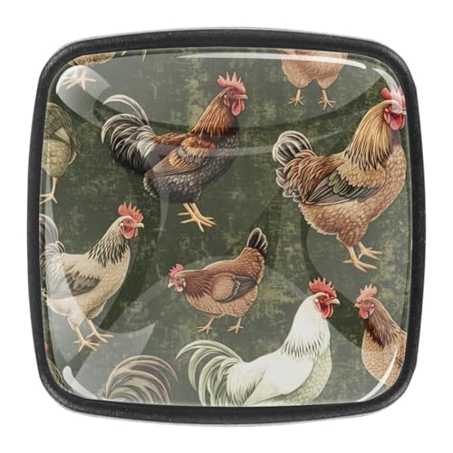 AADFAEWR 4 Stück Schubladenknöpfe Schrankknöpfe Und -Griffe Chicken And Hens Patterns AADFAEWR 4 Stück Schubladenknöpfe Schrankknöpfe Und -Griffe Chicken And Hens Patterns von AADFAEWR