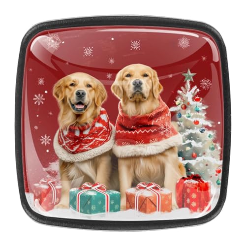 AADFAEWR 4 Stück Schubladenknöpfe Schrankknöpfe Und -Griffe Christmas Golden Retrievers Dogs AADFAEWR 4 Stück Schubladenknöpfe Schrankknöpfe Und -Griffe Christmas Golden Retrievers Dogs von AADFAEWR