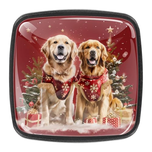 AADFAEWR 4 Stück Schubladenknöpfe Schrankknöpfe Und -Griffe Christmas Golden Retrievers Dogs AADFAEWR 4 Stück Schubladenknöpfe Schrankknöpfe Und -Griffe Christmas Golden Retrievers Dogs von AADFAEWR