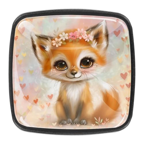 AADFAEWR 4 Stück Schubladenknöpfe Schrankknöpfe Und -Griffe Cute Fox Floral Red Hearts Pattern AADFAEWR 4 Stück Schubladenknöpfe Schrankknöpfe Und -Griffe Cute Fox Floral Red Hearts Pattern von AADFAEWR