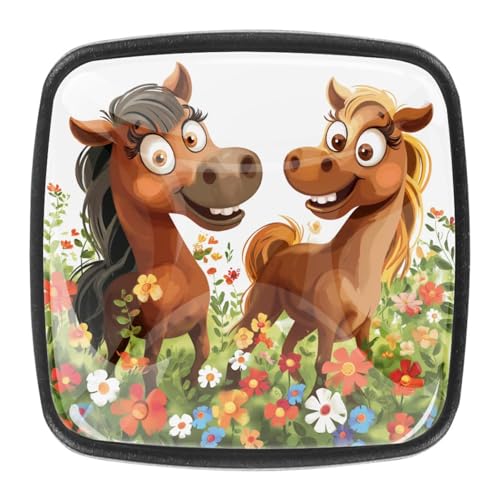 AADFAEWR 4 Stück Schubladenknöpfe Schrankknöpfe Und -Griffe Cute Horses Flowers Blossom AADFAEWR 4 Stück Schubladenknöpfe Schrankknöpfe Und -Griffe Cute Horses Flowers Blossom von AADFAEWR