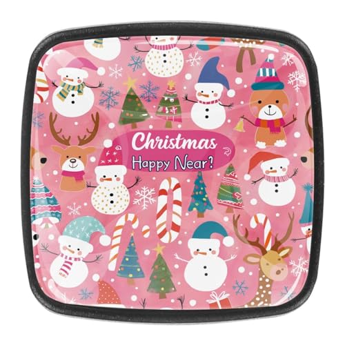 AADFAEWR 4 Stück Schubladenknöpfe Schrankknöpfe Und -Griffe Cute Snowman Merry Christmas Pink AADFAEWR 4 Stück Schubladenknöpfe Schrankknöpfe Und -Griffe Cute Snowman Merry Christmas Pink von AADFAEWR