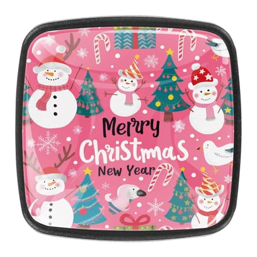 AADFAEWR 4 Stück Schubladenknöpfe Schrankknöpfe Und -Griffe Cute Snowman Merry Christmas Pink AADFAEWR 4 Stück Schubladenknöpfe Schrankknöpfe Und -Griffe Cute Snowman Merry Christmas Pink von AADFAEWR