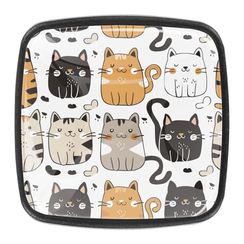 AADFAEWR 4 Stück Schubladenknöpfe Schrankknöpfe Und -Griffe Doodle Animal Cats Muster AADFAEWR 4 Stück Schubladenknöpfe Schrankknöpfe Und -Griffe Doodle Animal Cats Muster von AADFAEWR