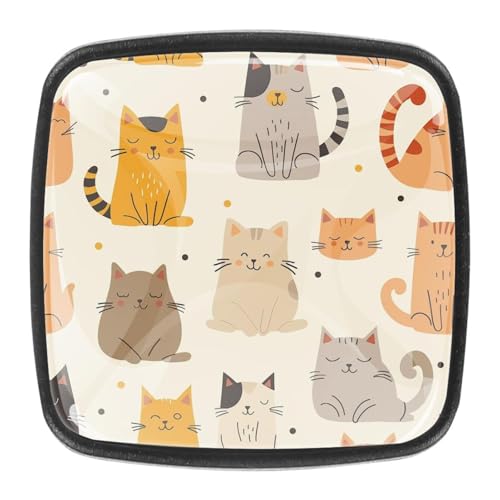 AADFAEWR 4 Stück Schubladenknöpfe Schrankknöpfe Und -Griffe Doodle Animal Katzen Muster AADFAEWR 4 Stück Schubladenknöpfe Schrankknöpfe Und -Griffe Doodle Animal Katzen Muster von AADFAEWR