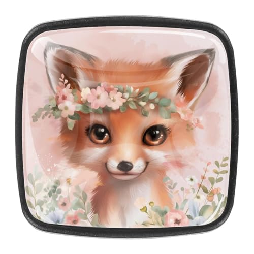 AADFAEWR 4 Stück Schubladenknöpfe Schrankknöpfe Und -Griffe Floral Cute Fox Flowers AADFAEWR 4 Stück Schubladenknöpfe Schrankknöpfe Und -Griffe Floral Cute Fox Flowers von AADFAEWR