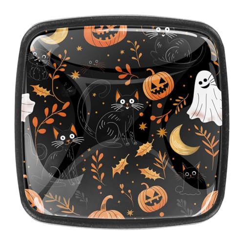 AADFAEWR 4 Stück Schubladenknöpfe Schrankknöpfe Und -Griffe Halloween Schwarze Katzen Kürbisse Muster Gespenst AADFAEWR 4 Stück Schubladenknöpfe Schrankknöpfe Und -Griffe Halloween Schwarze Katzen Kürbisse Muster Gespenst von AADFAEWR