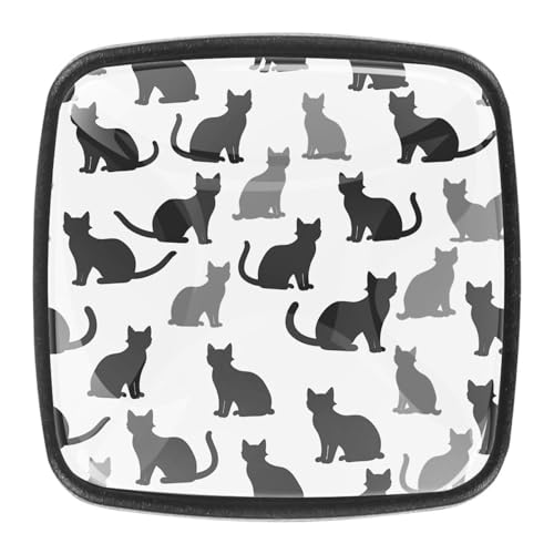 AADFAEWR 4 Stück Schubladenknöpfe Schrankknöpfe Und -Griffe Katzen Silhouette Muster AADFAEWR 4 Stück Schubladenknöpfe Schrankknöpfe Und -Griffe Katzen Silhouette Muster von AADFAEWR